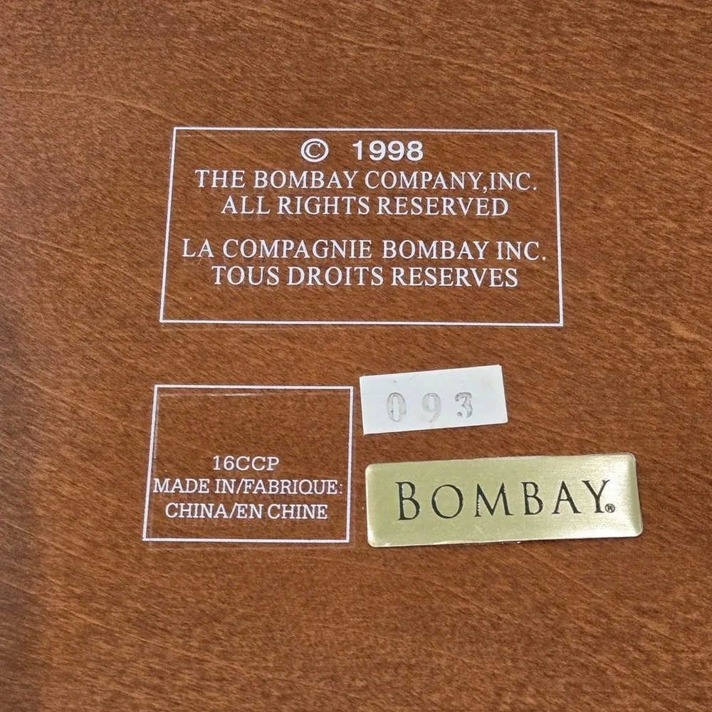 1998 Bombay Company Music Jewelry Box Cherry Wood Chest WONDERFUL WORLD Song
